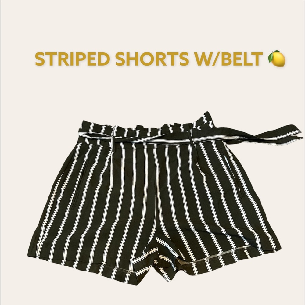 STRIPED KHAKI GREEN SHORTS